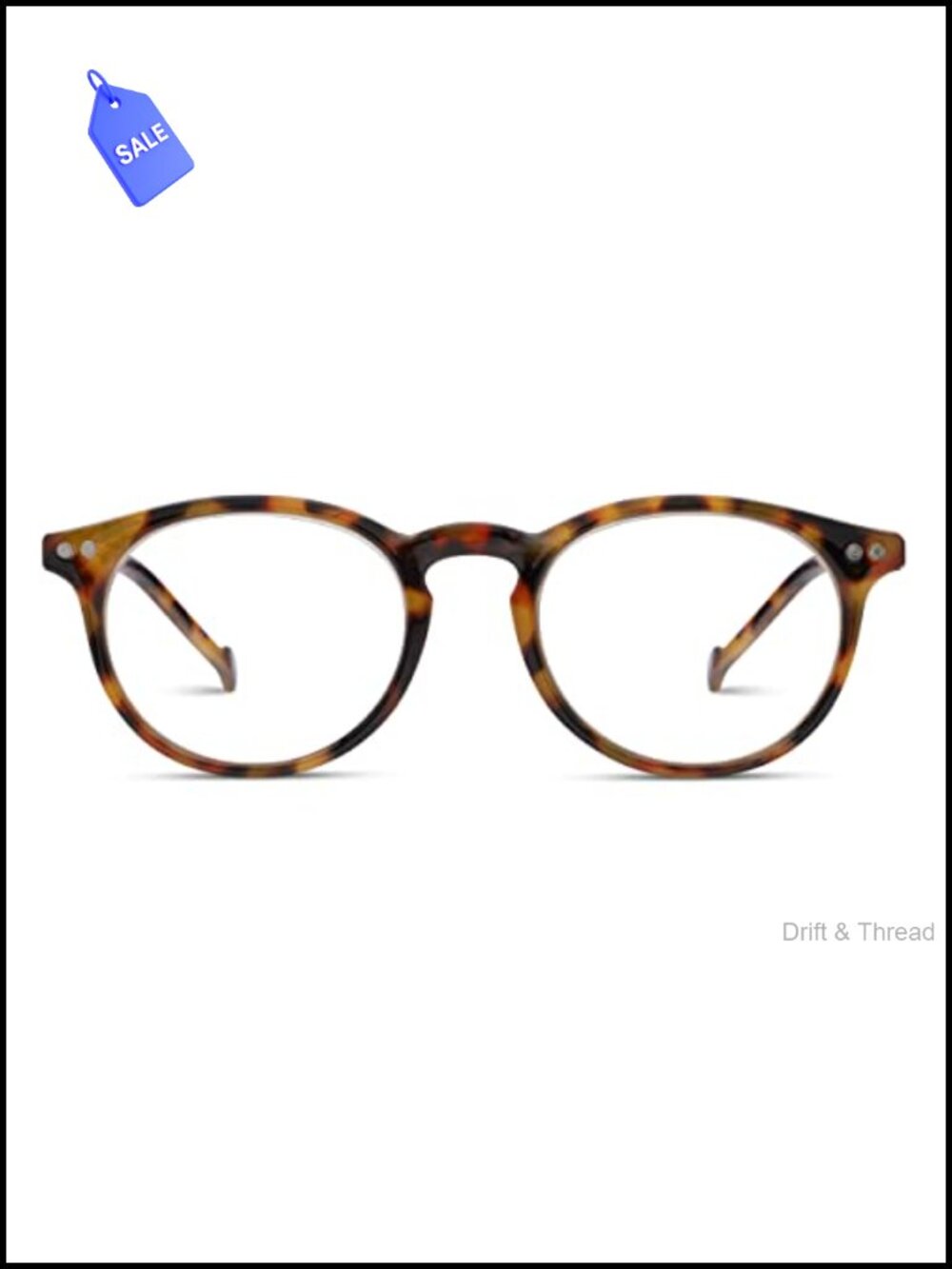 Round Reading Glasses Men UV400 Scratch Resistant Lenses Canvas Case
